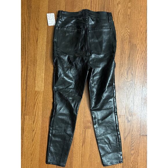 We The Free People Phoenix Coated Skinny Jeans Black 31 Button Fly Faux Leather - Picture 4 of 5